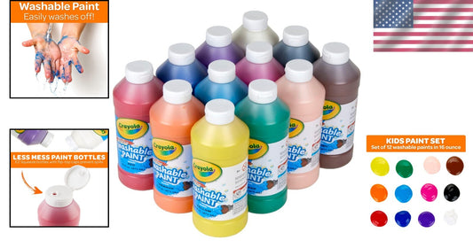 Long-Lasting 12ct Kids Craft Paint Set - 16oz, Ideal for Arts & Crafts Projects