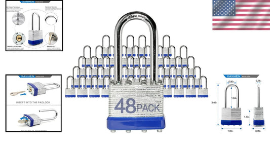 Durable Laminated Steel Padlocks 48 Pack - Perfect for Security & Convenience