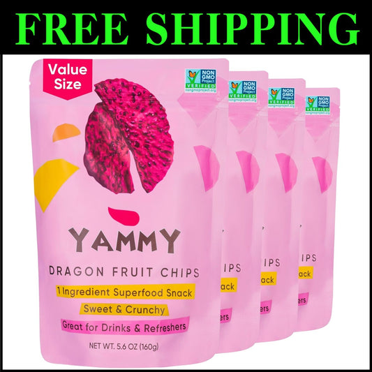 Delicious Gluten-Free Dragon Fruit Chips - Resealable Snack for On-The-Go, 5.6oz