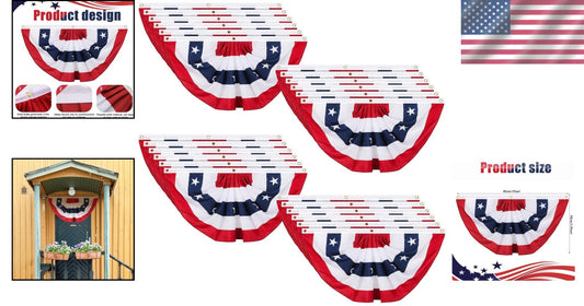 Durable 4th of July American Bunting with Thickened Buttonholes - Garden & Porch