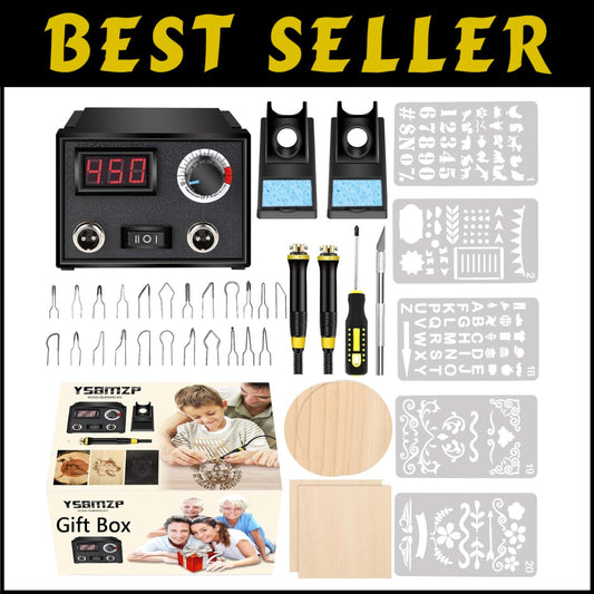 Versatile Wood Burning Tool with Ergonomic Handle & 23 Tips for Fine Detailing
