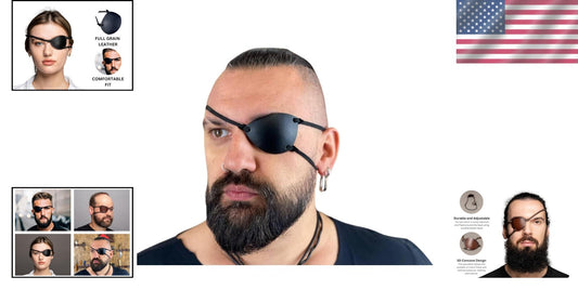 Adjustable Black Leather Eye Patch - Stylish Punished Snake Cosplay Accessory