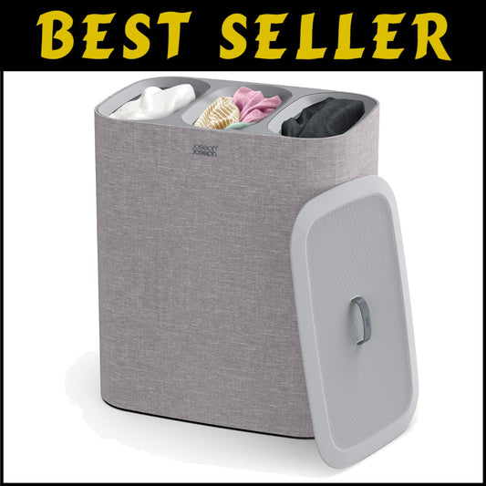 Tota Trio 90L Laundry Hamper - 3 Compartments with Removable Bags in Gray