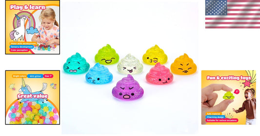 Vibrant 100pc Unicorn Poop Glitter Emoji Toys - Fun Party Supplies