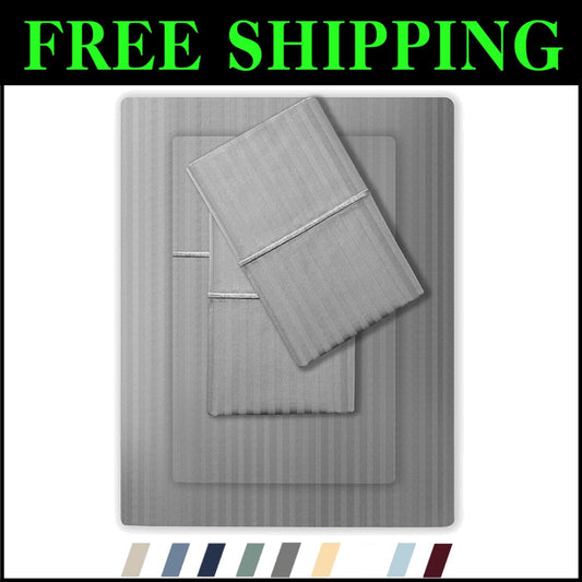 OEKO-TEX Certified 500 TC King Bed Sheet Set - Ultra Soft Grey Cotton Luxury