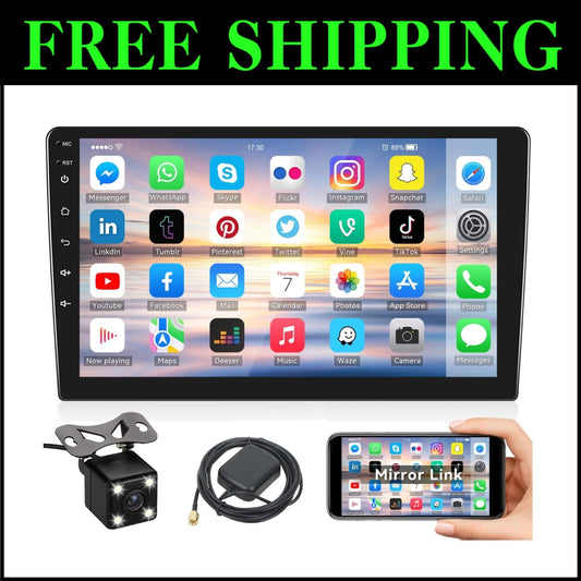 10.1-Inch HD Touchscreen Double Din Car Stereo with GPS & Bluetooth Connectivity