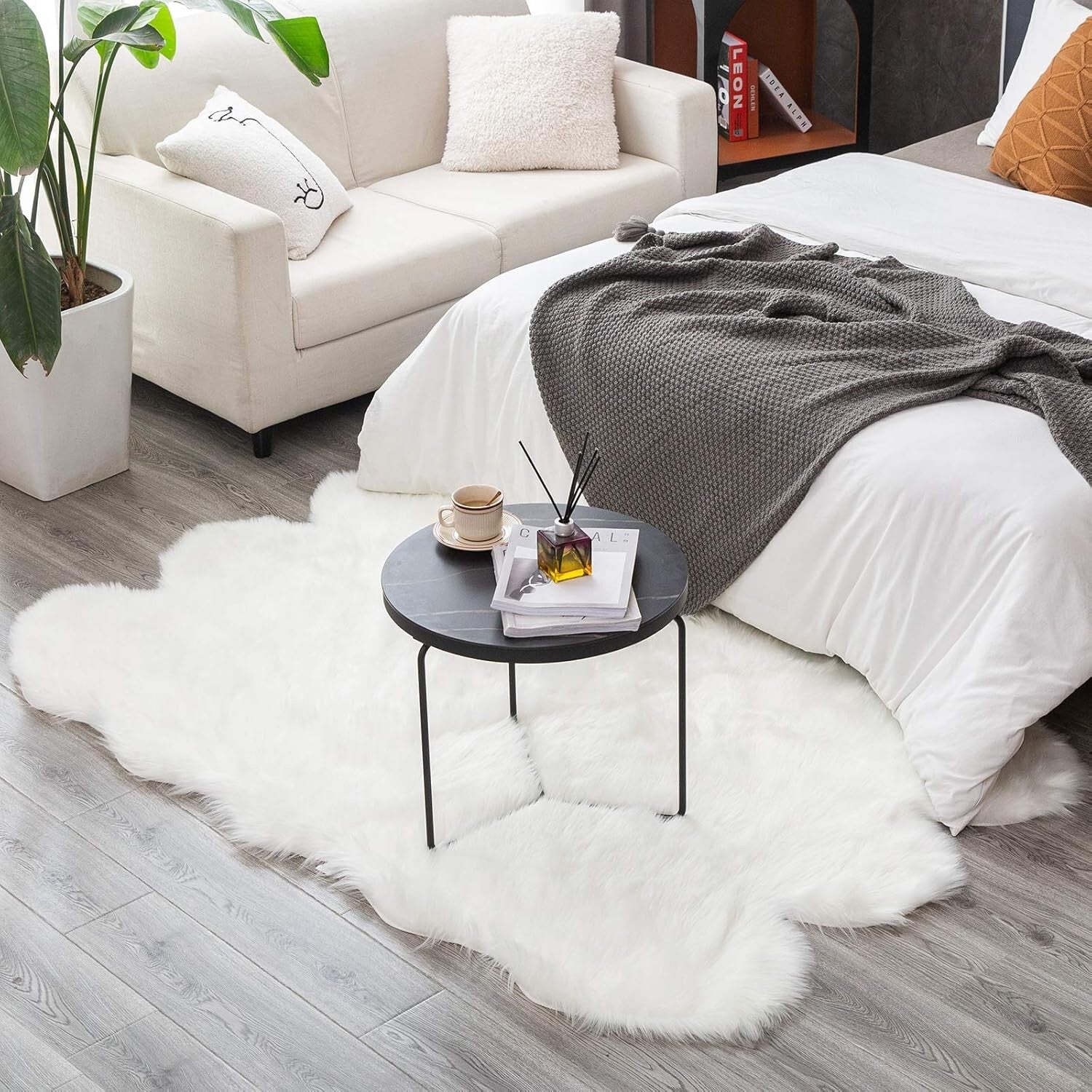 Comforting 4x6 Ft Fluffy Faux Fur Rug - Elegant White Carpet for Nursery & Home