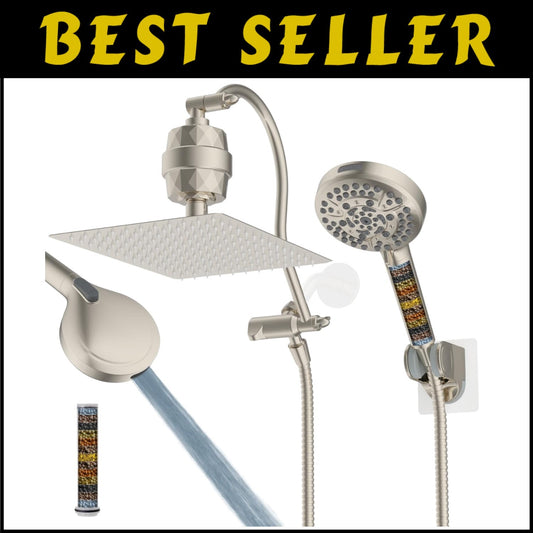 Luxury 12'' Rainfall Shower Head Combo with High Pressure Handheld & Filter