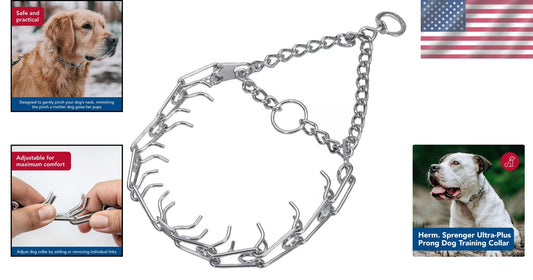 Durable Chrome Prong Dog Collar, 4mm x 21" - Behavior Correction for Large Dogs