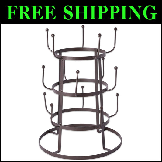 Elegant 3-Tier Mug Holder in Rustic Bronze – Perfect for Coffee & Tea Lovers