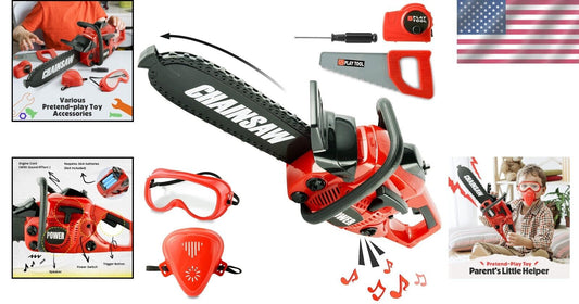 Outdoor Pretend Play Chainsaw Toy with Sound for Boys and Girls Ages 3-8
