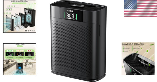 Premium Air Purifier for Large Spaces - HEPA Filter & Child Lock Safety Feature
