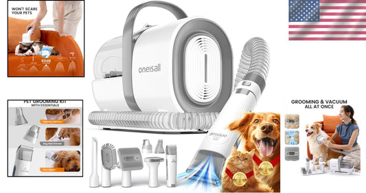 Pet Grooming Vacuum and Clipper Set - Cordless, Easy Empty Dustbin & Tidy Home