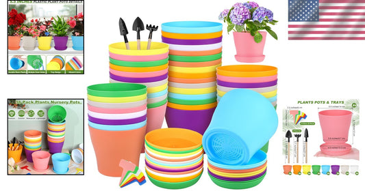 36 Pack 5.5 Inch Colorful Plant Pots with Trays - Perfect for Seedlings & Decor