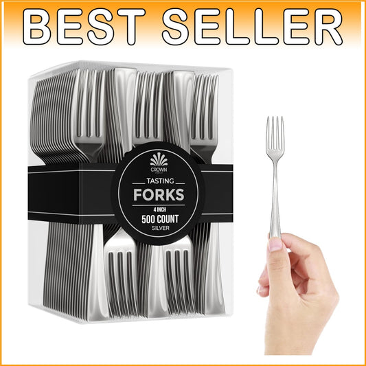 Bulk Pack of 500 Mini Disposable Silver Forks - Elegant 4-inch Dessert Utensils