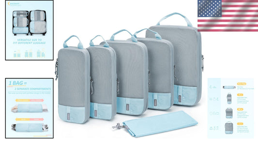 Efficient Compression Travel Cubes Set in Starlight Blue - Maximize Your Space