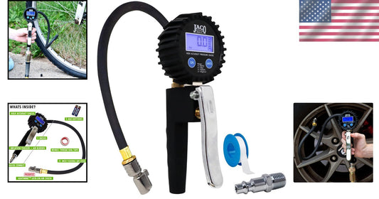 Portable JACO FlowPro 2.0 Tire Inflator with 360° Swivel Gauge - 200 PSI Power