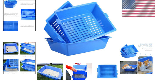 Reusable Cat Litter Box with 3 Sifting Trays - Convenient Scoop-Free Solution
