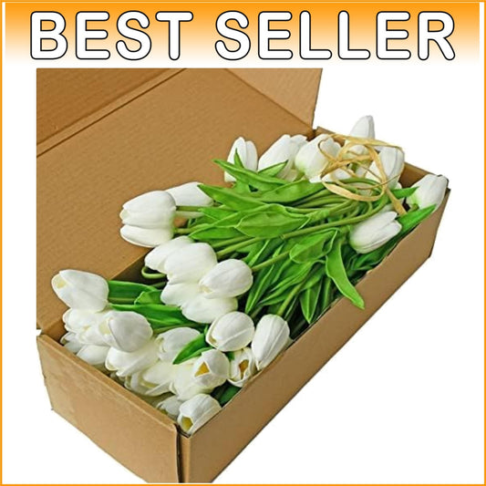 Elegant 60pcs White Tulip Silk Flowers – Perfect for Weddings & Home Decor