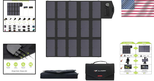 Efficient 100W Solar Panel - Lightweight Foldable Design for Camping and Travel