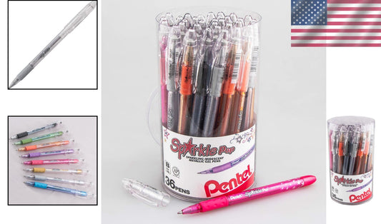 36 Iridescent Gel Pens Canister - Smooth Bold Writing for Creative Projects