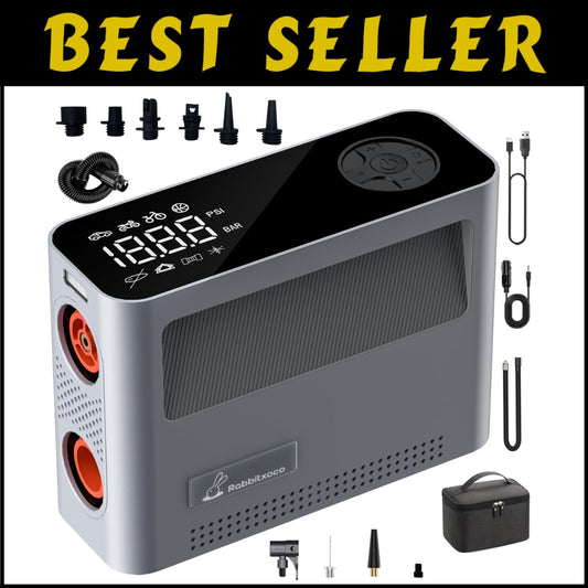 Electric Tire Inflator - Fast 500L/min Pump with Pressure Sensors & LED Light