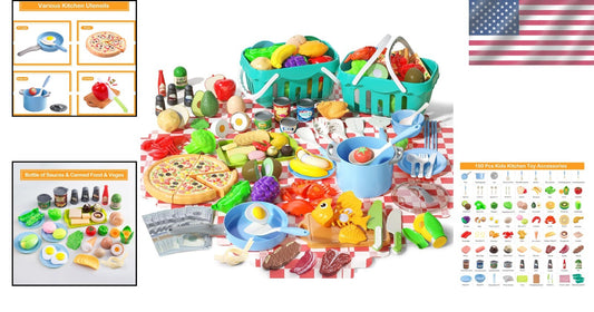 Deluxe 150-Pc Kitchen Play Kit - Toddler Cooking Set with Accessories & Baskets