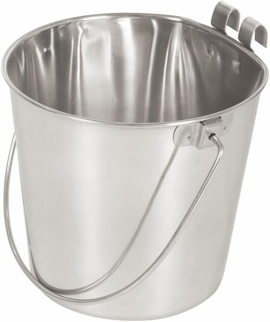 Flat-Sided 9 Quart Stainless Steel Bucket for Clean & Organized Pet Spaces