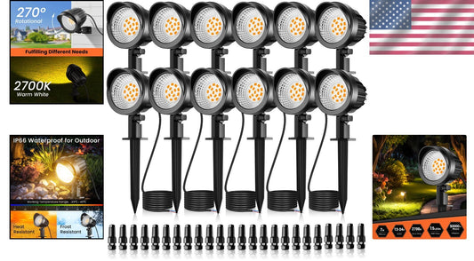 Energy-Efficient 7W LED Outdoor Spotlights - 12-Pack, Weather-Resistant Design