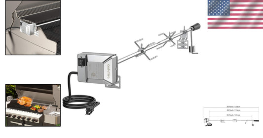 Effortless BBQ Rotisserie Kit for All Gas Grills - 110V Motor & 45" Spit Rod