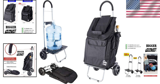 Bigger Trolley Dolly: Heavy-Duty Foldable Shopping Cart with Cushioned Handle