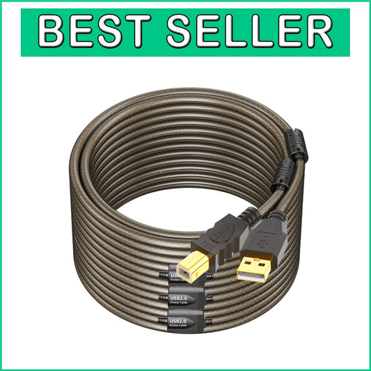 100ft High-Speed USB 2.0 Printer Cable Type A to B Compatible with Major Brands