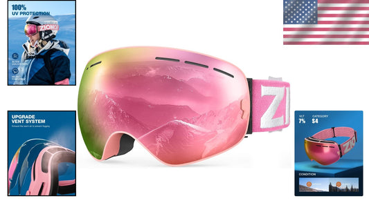 Lightweight Ski Goggles with Panoramic View - Stylish OTG Design for Snow Sports