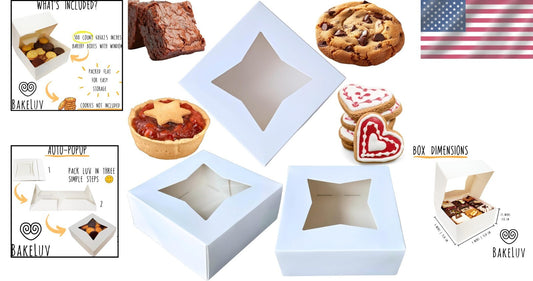 BPA-Free 6 Inch Bakery Boxes with Clear Window - Perfect for Parties, 100 Pcs
