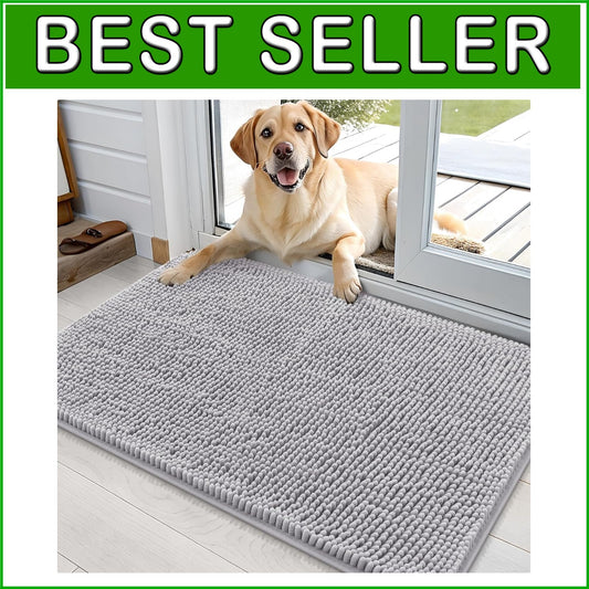 36x24 Absorbent Chenille Dog Mat - Washable, Quick Dry, Non-Slip Entryway Rug