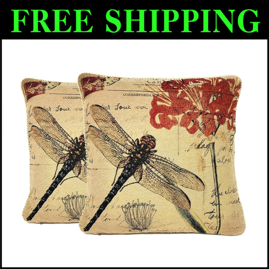 18x18 Dragonfly Cushion Covers - Durable & Stylish Set of 2 for Living Room