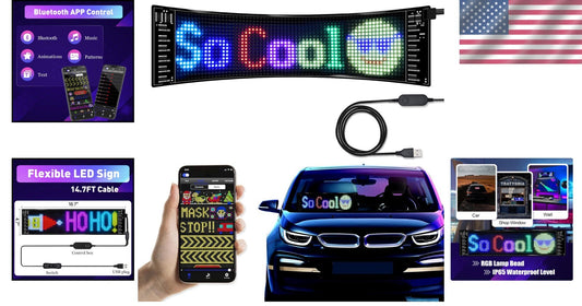 Flexible LED Message Display Board with Bluetooth - 19"x5" for Custom Designs