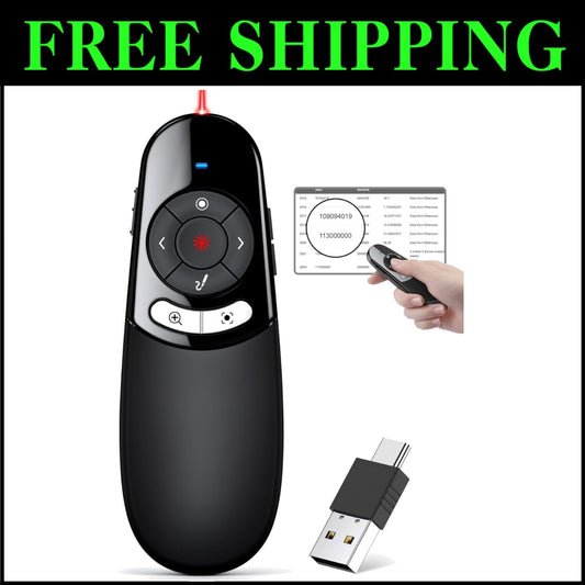 2-in-1 USB Type C Wireless Presentation Clicker - Advanced Highlight & Magnifier