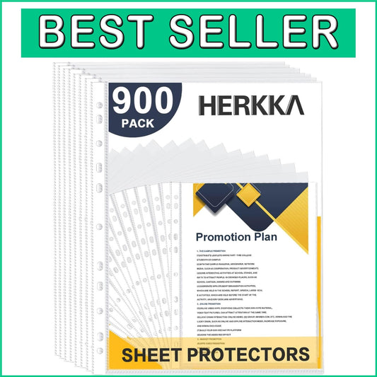 900 Pack Heavy Duty Clear Plastic Sheet Protectors for Binders, 11-Hole Design