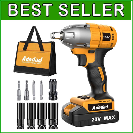 Cordless Impact Wrench 1/2'' 20V Battery Powered - 325N.m Torque with LED Light