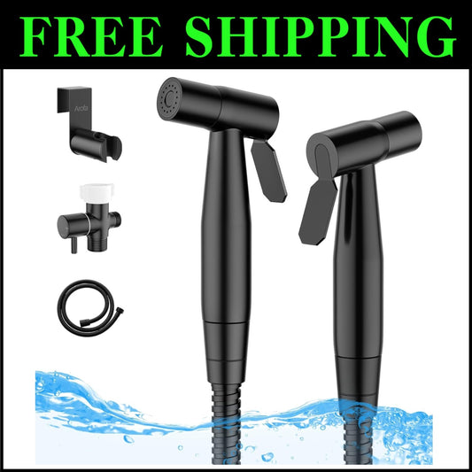 Matte Black Handheld Bidet Sprayer Set - Adjustable Pressure, 2 Pack Bundle