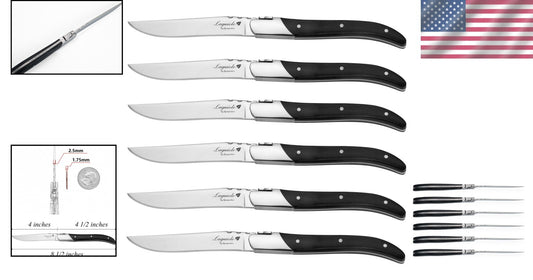 Premium Laguiole Steak Knife Set – 6 Stainless Steel Knives with Wood Finishes