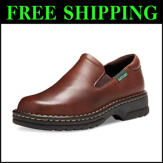 Lightweight Women's Brown Mary-Jane Slip-Ons with Cushioned Insole - Size 9