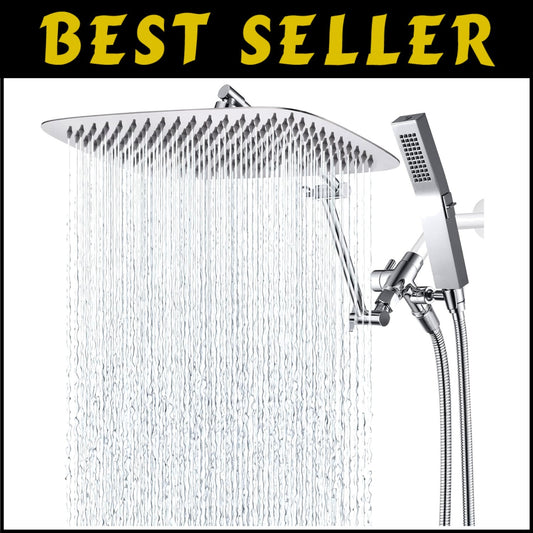 Luxury 14-Inch Rainfall Shower Head & Handheld Spray with 3 Settings Diverter