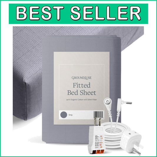 California King Organic Fitted Grounding Sheet with Silver Fiber - Gray 400TC