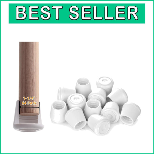 64-Pack Non-Slip Rubber Chair Leg Caps 1-1/4” Inner Diameter - Floor Protector