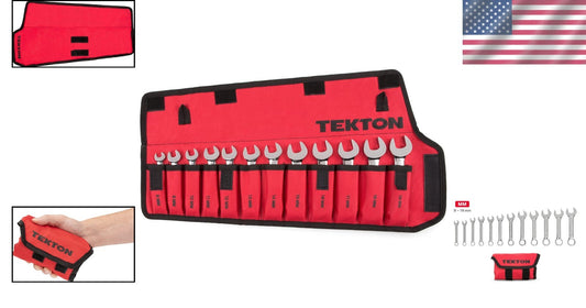 Efficient Stubby Wrench Set (8-19 mm) - 12-Piece with Roll-Up Storage Pouch