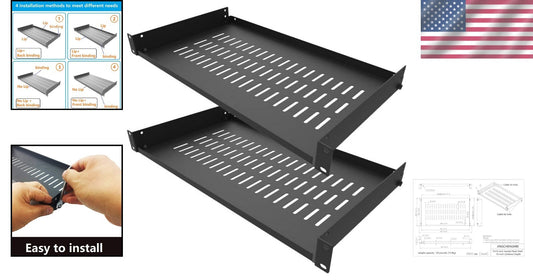 Customizable 10" Deep 1U Disassembled Shelf for 19" Server Cabinets - Set of 2