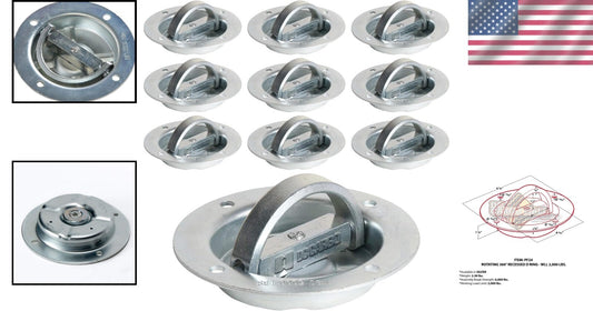 Strong 10 D-Ring Tie-Down Anchors | 1,666 lbs Load Capacity | USA Brand