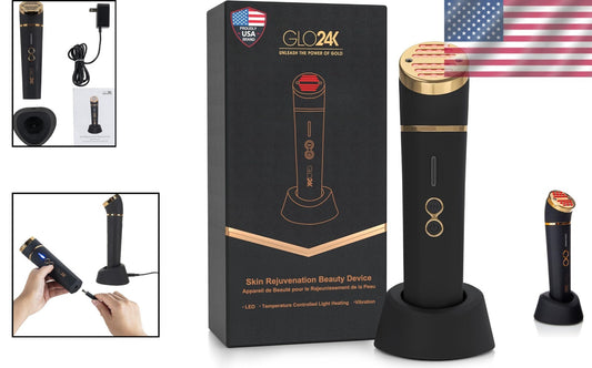 Versatile Glo24k Facial Beauty Device with LED, Thermal, and Vibration Features